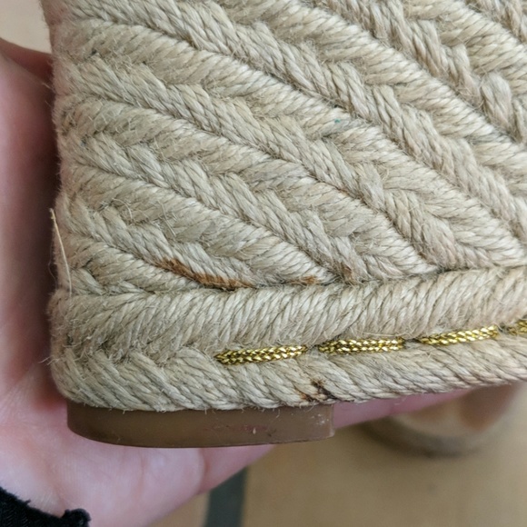 Cole Haan Espadrille Wedge Sandals Gold Shoes - Picture 6 of 8